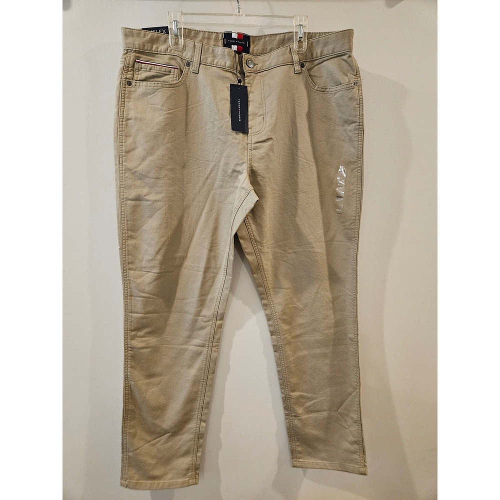 Tommy Hilfiger TH Flex Mens Tan Khaki Straight Leg Pants 40x32